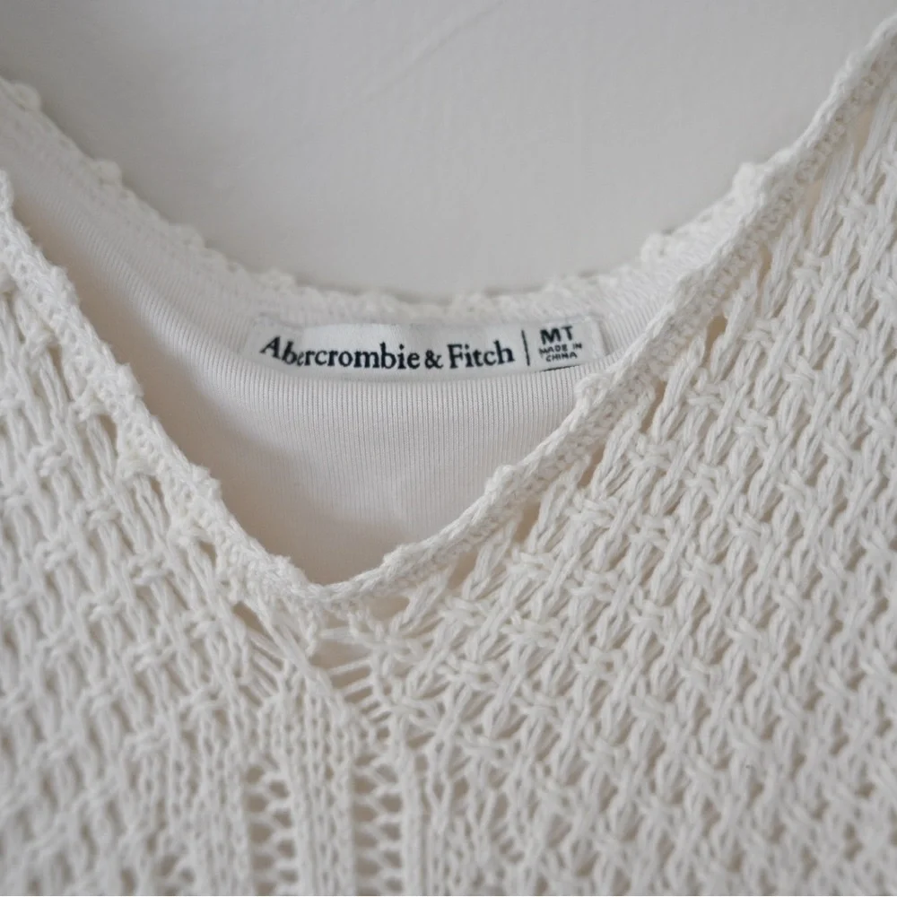 Abercrombie & Fitch Cream Crochet Knit Dress Boho Midi Size M (Tall) Fairy - Picture 13 of 15